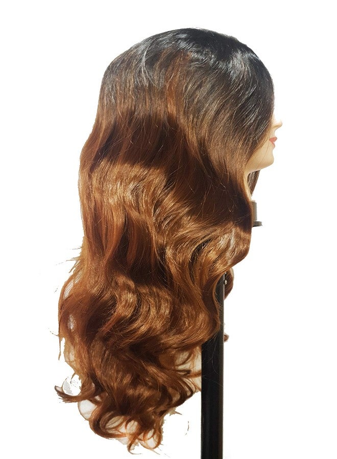 Foreign Holics Long Full Head Long Curly Wavy Hair Wigs For Women Black Golden-28 Inch - Image 2