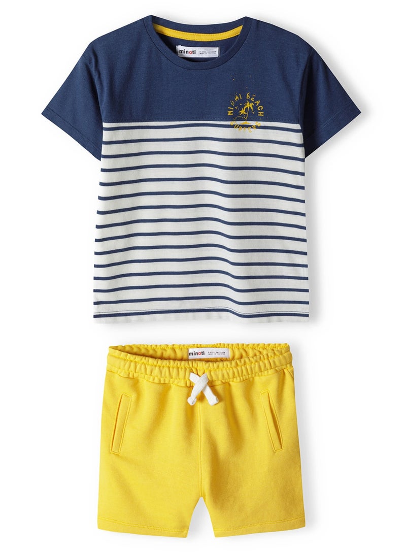 MINOTI Kids Boys' Summer 2-Piece Set with T-Shirt and Shorts  - Image 1