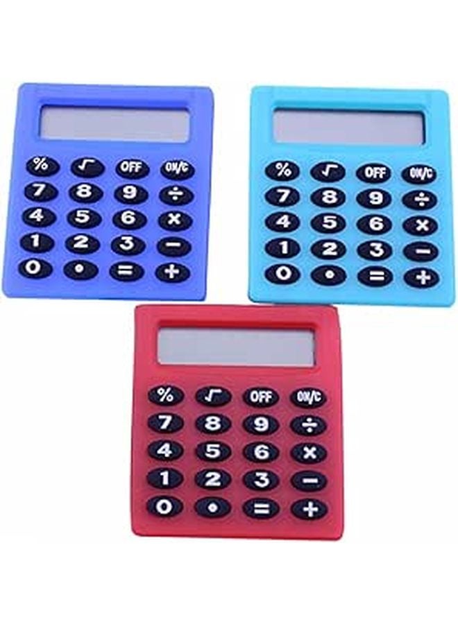 3 Pack Mini Pocket Calculators Portable Arithmetic Counting Tool for Students Office - Image 1
