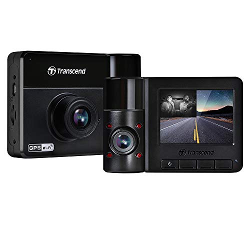 Transcend DrivePro Dash Cam Front and Rear, 2K QHD 1440P+1080P Full HD Car Cam/140°Wide-Angle/180°Rotatable Rear Lens/Night Vision Loop Recording/Head-Up Display/Wi-Fi/GPS GLONASS/ADAS/Support 1TB Max - Image 1