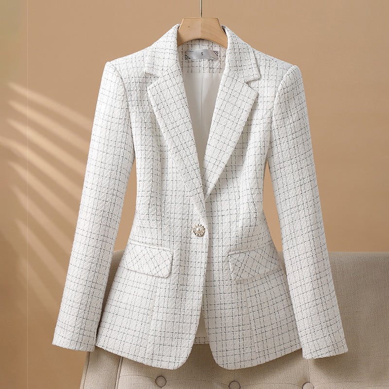 New Busalong busalong Womens Long-sleeved Professional Suit Formal Womens Coat Work Clothes 8893 Off-white jacket