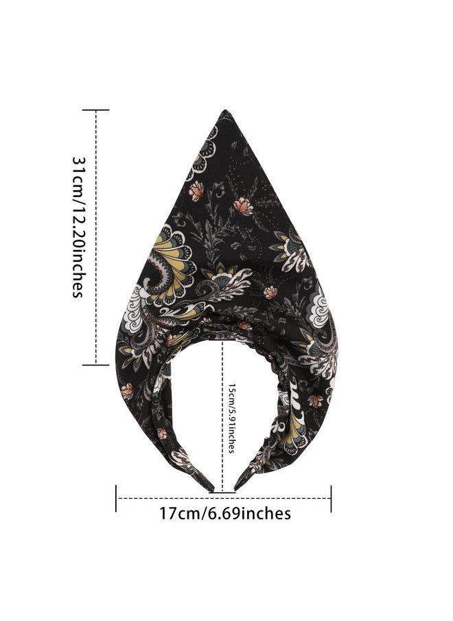 HAIMEIKANG Floral Hair Scarf Headbands For Women Boho Hair Bandanas Scarf For Women Triangle Head Kerchief Solid Color Hair Bands Vintage Head Scarf(Black+White+Red)  - Image 2