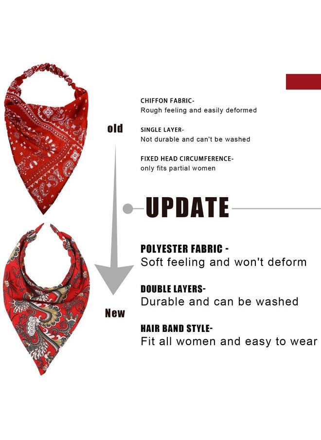 HAIMEIKANG Floral Hair Scarf Headbands For Women Boho Hair Bandanas Scarf For Women Triangle Head Kerchief Solid Color Hair Bands Vintage Head Scarf(Black+White+Red)  - Image 3