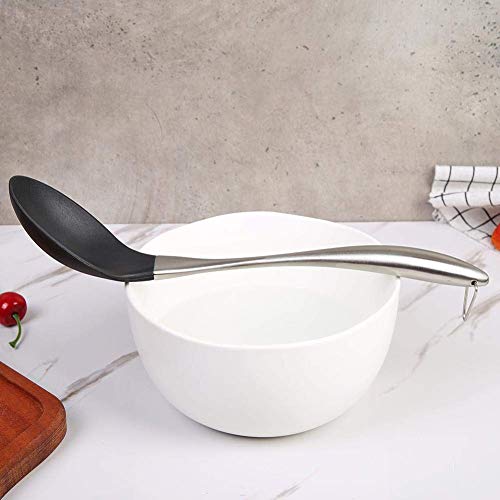 P-Plus International Kitchen Silicone Ladle Spoon,Cooking Utensils Silicone Soup Ladle with Heat Resistant Silicone Covering Head and Stay-Cool Stainless Steel Handle Black Pack of 1 - Image 4