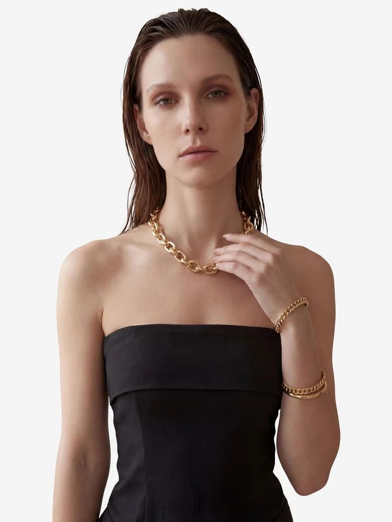 MY FASHION Black MY FASHION Strapless Maxi Dress with Belt for Women | Best Price UAE