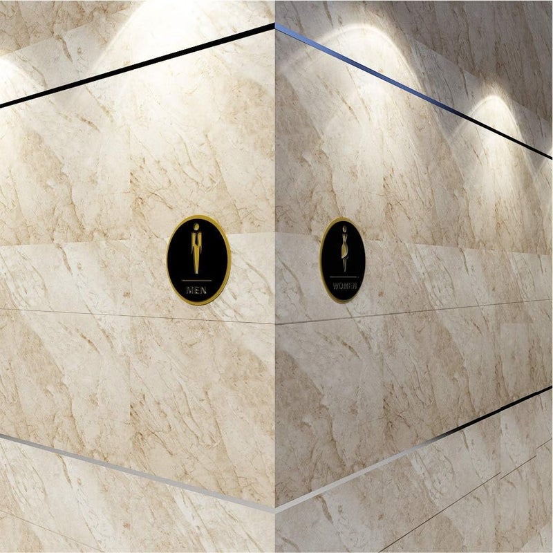 BerryBox Premium Men & Women washroom Office Door Signage Black Gold Self-Adhesive Sign for Business Stores Cafes Shops Hospital School Office Hotel Restaurant. - Image 3