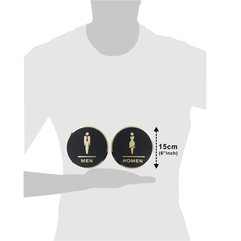 BerryBox Premium Men & Women washroom Office Door Signage Black Gold Self-Adhesive Sign for Business Stores Cafes Shops Hospital School Office Hotel Restaurant. - Image 2