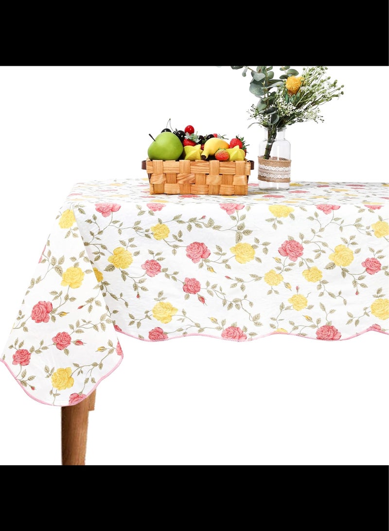 أفاكرافت مستطيل مقاوم للماء الفينيل الجدول القماش، مفرش المائدة البلاستيكية مع دعم الفانيلا، غطاء طاولة قابل للمسح لتناول العشاء، نزهة، داخلي وخارجي، 105x150 سم - Image 3