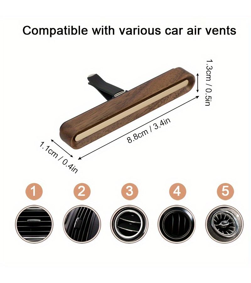 Car Air Conditioner Vent Clip Diffuser With 6 Sponge Rods For Custom Fragrance Insertion Car Decorative Aromatherapy Clip Brown Air Freshener Interior Accessories - Image 2