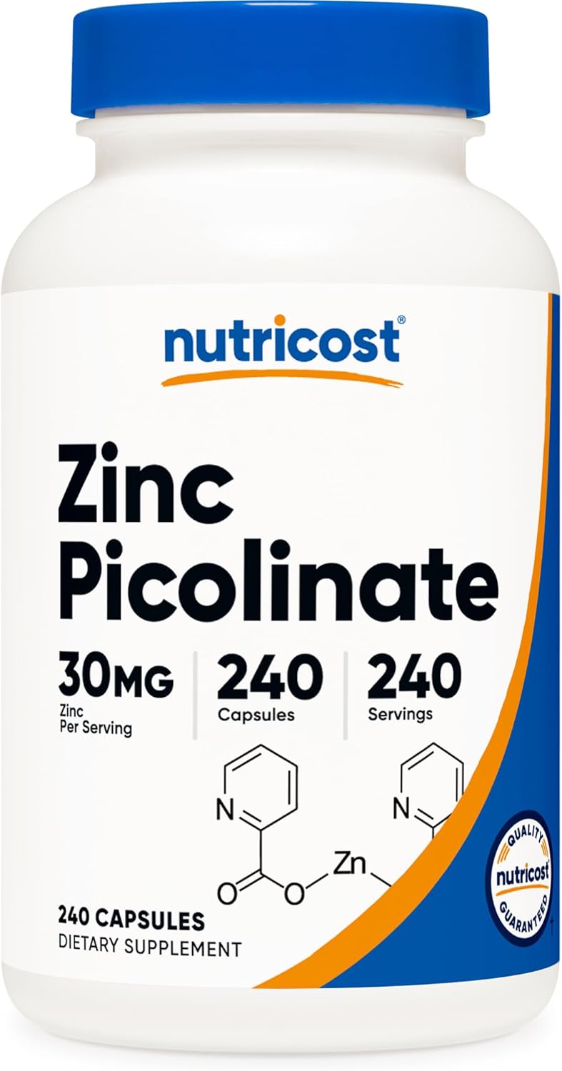 Nutricost Zinc Picolinate 30mg 240 Capsules  Gluten Free and NonGMO - Image 1