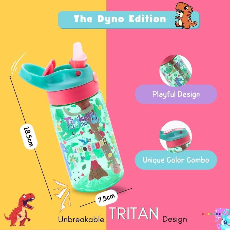 Tinker Squad Dinosaur Tritan Water Bottle for Kids - Sipper for School Girls - Image 2