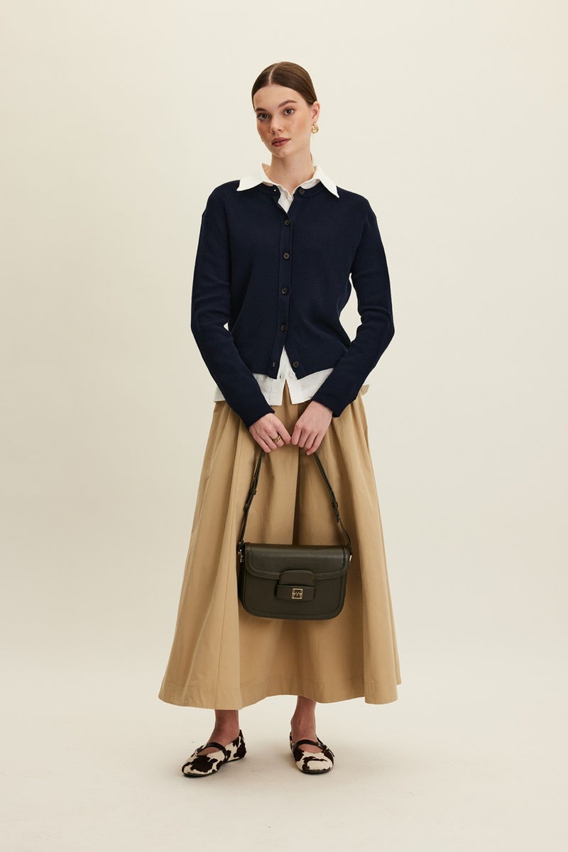 Manuka Soft Texture Knit Cardigan Navy Blue  - Image 3