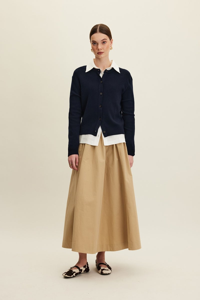 Manuka Soft Texture Knit Cardigan Navy Blue  - Image 2
