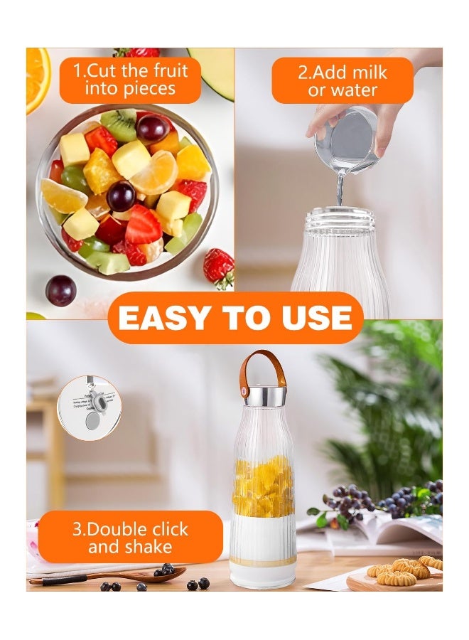 Portable Juice Blender, 420ml Personal Blender for Shakes and Smoothies with 6 Blades, Small Blender USB Rechargeable, Handheld Juicer Cup for Office/Kitchen/Gym/Outdoor (White) - Image 5