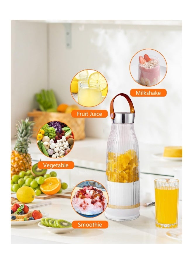 Portable Juice Blender, 420ml Personal Blender for Shakes and Smoothies with 6 Blades, Small Blender USB Rechargeable, Handheld Juicer Cup for Office/Kitchen/Gym/Outdoor (White) - Image 2