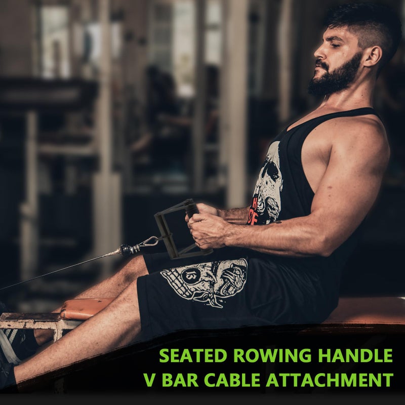 Howffite V Shaped Press Down Bar Cable Machine Attachment Double D Row Handle Landmine Attachments Biceps Triceps Back Muscle Exercise Accessories - Image 4