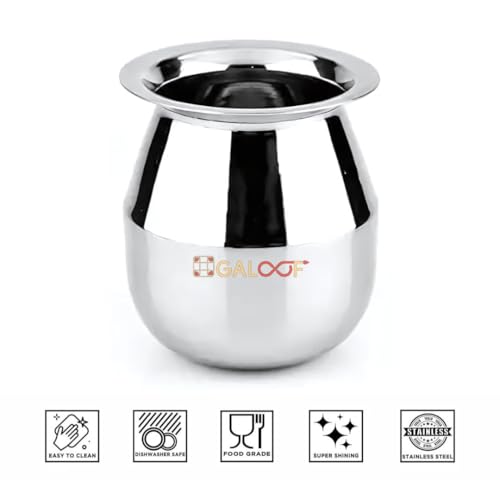GALOOF 500 ml Stainless Steel Long Neck Parsi Lota Glass for Drinking Water and Juice | Traditional Kalash Lota for Pooja - Image 3