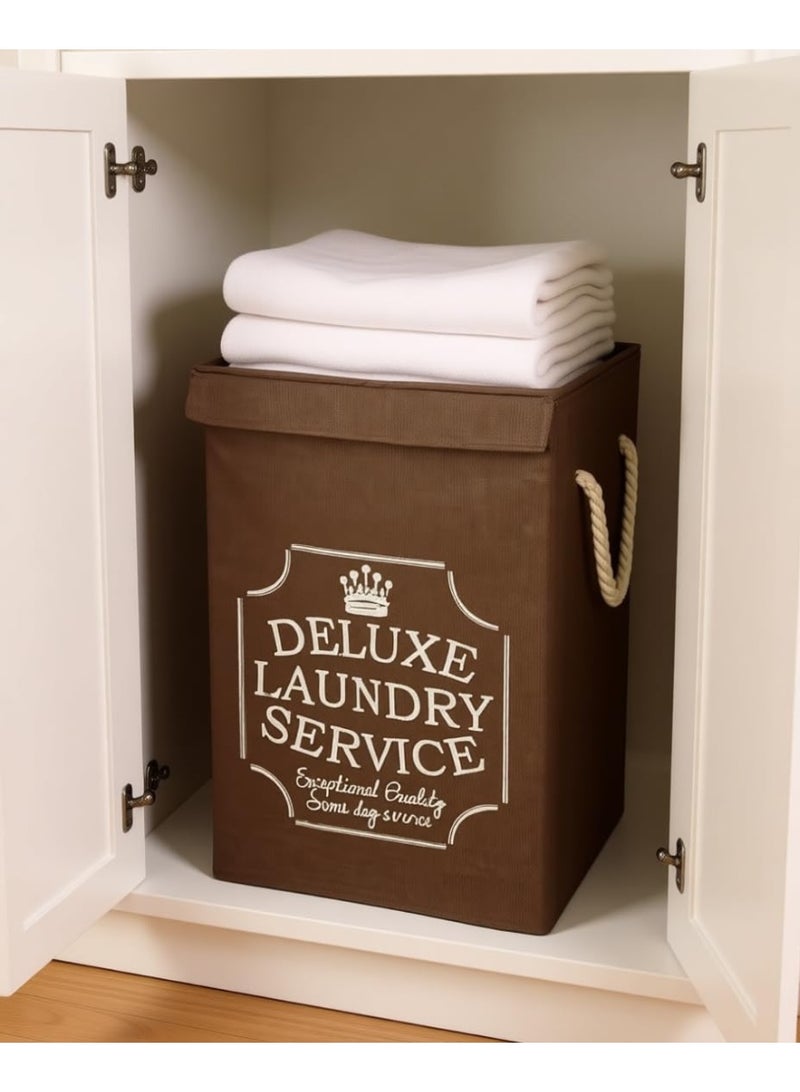 Linen Storing Deluxe Laundry Service Bin, 70 Litre Large Laundry Basket Brown with Canvas Fabric And Sturdy Rope Handles ,70 Liter Collapsible & Foldable Laundry Hamper for Clothes ,Multipurpose - Image 5