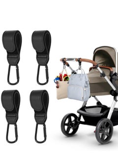 4 Pcs Buggy Clips,Pram Clips,Adjustable Black Pram Hooks for Bags,Velcro Pram Clips for Buggy, Durable Buggy Clip for Pram for Stroller Diaper Bag,Shopping Cart,Pushchair
