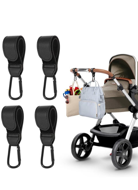 4 Pcs Buggy Clips,Pram Clips,Adjustable Black Pram Hooks for Bags,Velcro Pram Clips for Buggy, Durable Buggy Clip for Pram for Stroller Diaper Bag,Shopping Cart,Pushchair