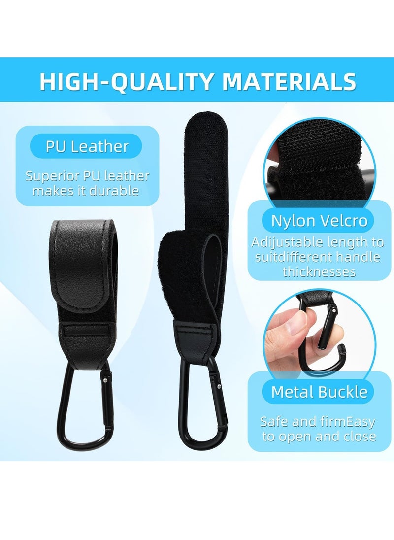 Mmmon - 4 Pcs Buggy Clips,Pram Clips,Adjustable Black Pram Hooks for Bags,Velcro Pram Clips for Buggy, Durable Buggy Clip for Pram for Stroller Diaper Bag,Shopping Cart,Pushchair - Image 1
