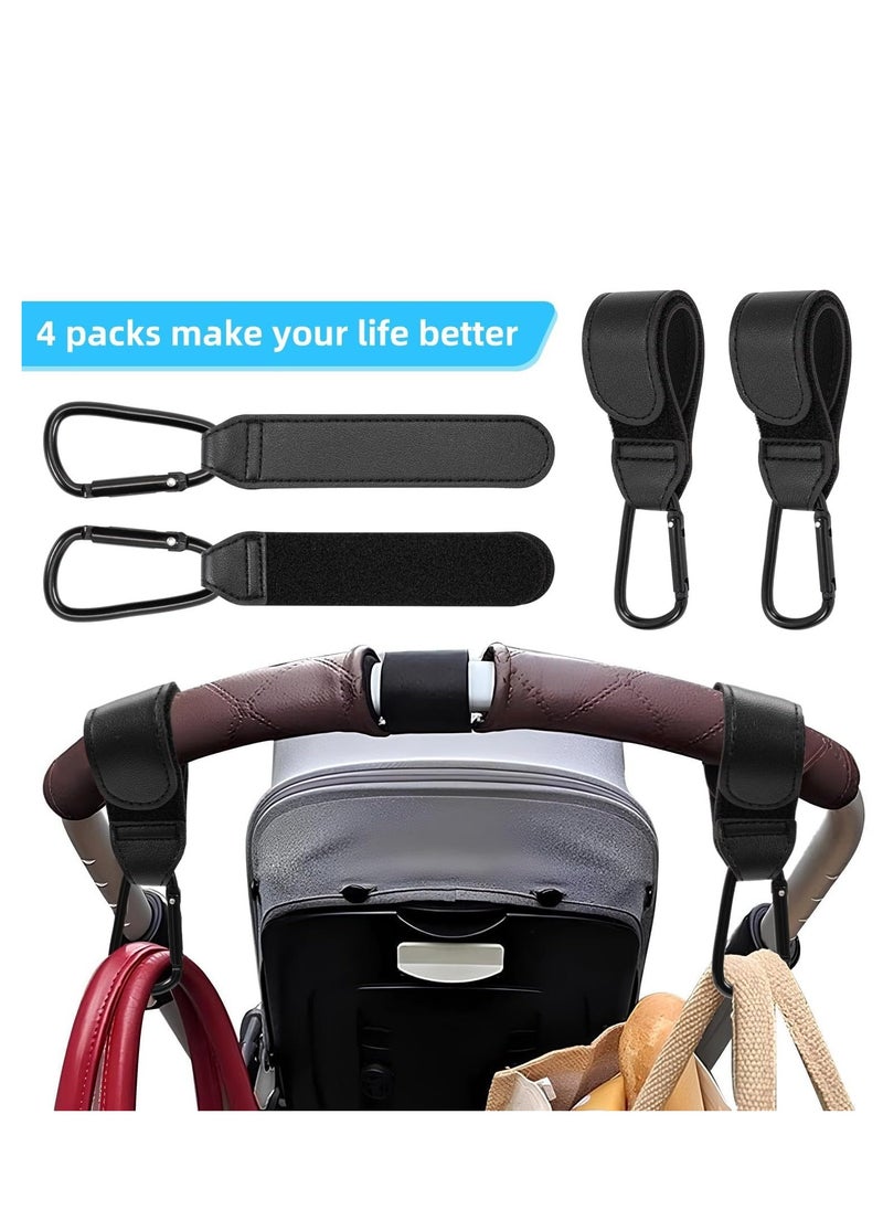 Mmmon - 4 Pcs Buggy Clips,Pram Clips,Adjustable Black Pram Hooks for Bags,Velcro Pram Clips for Buggy, Durable Buggy Clip for Pram for Stroller Diaper Bag,Shopping Cart,Pushchair - Image 1