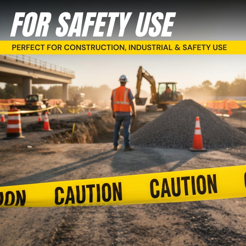 Tapix Premium Yellow Caution Tape 3 inch x 1000 feet, Bright Yellow w/Bold Black Text, 3" Wide for Maximum Readability, Strongest & Thickest Tape for Danger/Hazardous Areas - Image 4