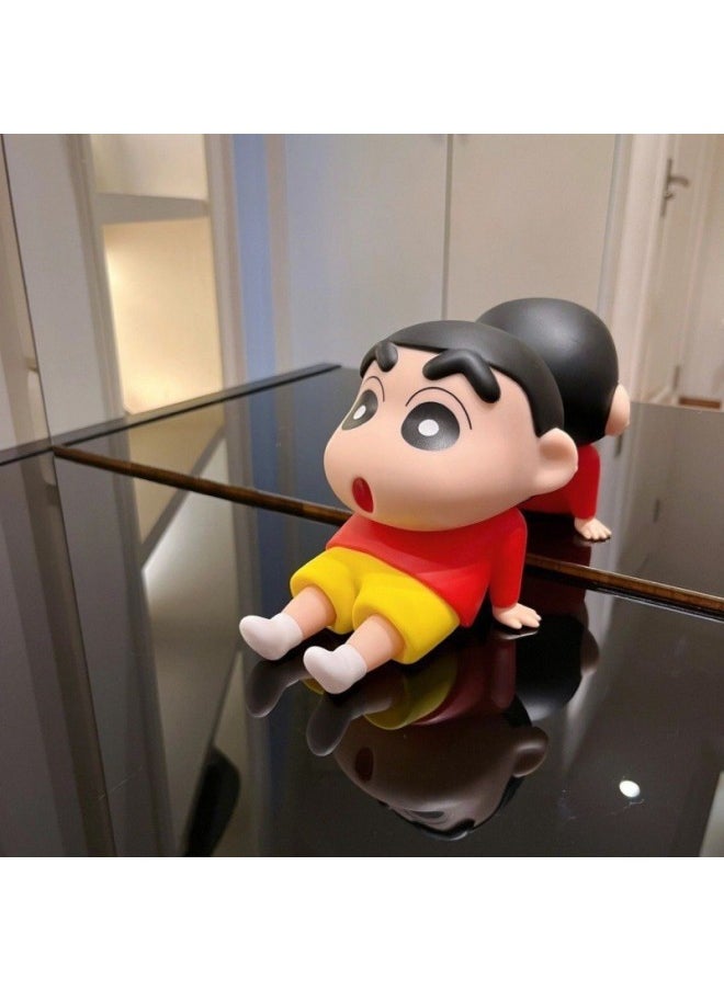 Crayon Shin Lazy Mobile Phone Bracket Ins Doll Mobile Phone Holder Handmade Model Cute Desktop Decoration Doll-Color:Small Red Clothes|Crayon Shin-chan (plastic) - Image 1