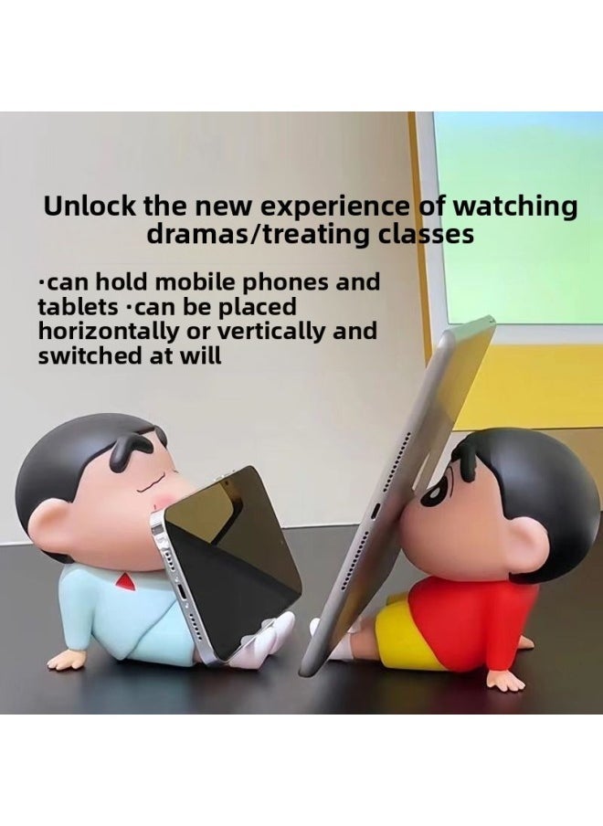 Crayon Shin Lazy Mobile Phone Bracket Ins Doll Mobile Phone Holder Handmade Model Cute Desktop Decoration Doll-Color:Small Red Clothes|Crayon Shin-chan (plastic) - Image 3