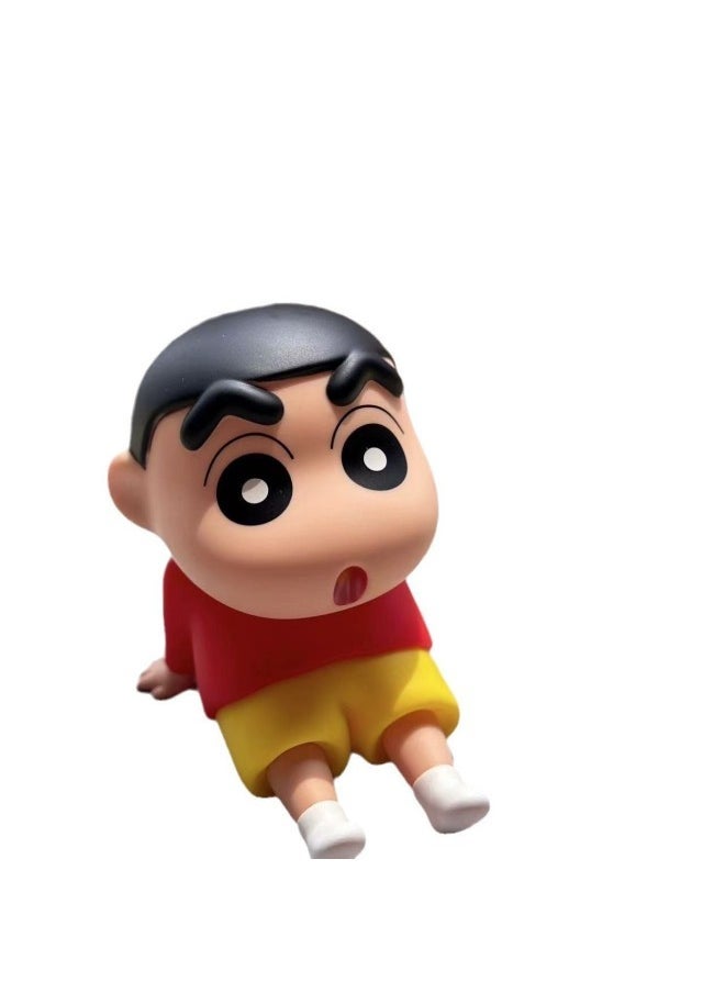 Crayon Shin Lazy Mobile Phone Bracket Ins Doll Mobile Phone Holder Handmade Model Cute Desktop Decoration Doll-Color:Small Red Clothes|Crayon Shin-chan (plastic) - Image 4