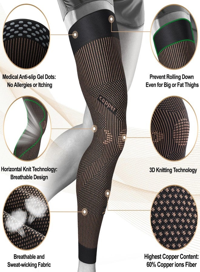 NEENCA Leg Brace for Knee Pain, Long Leg Sleeve.. YHT002-US-Copper-XL - Image 2
