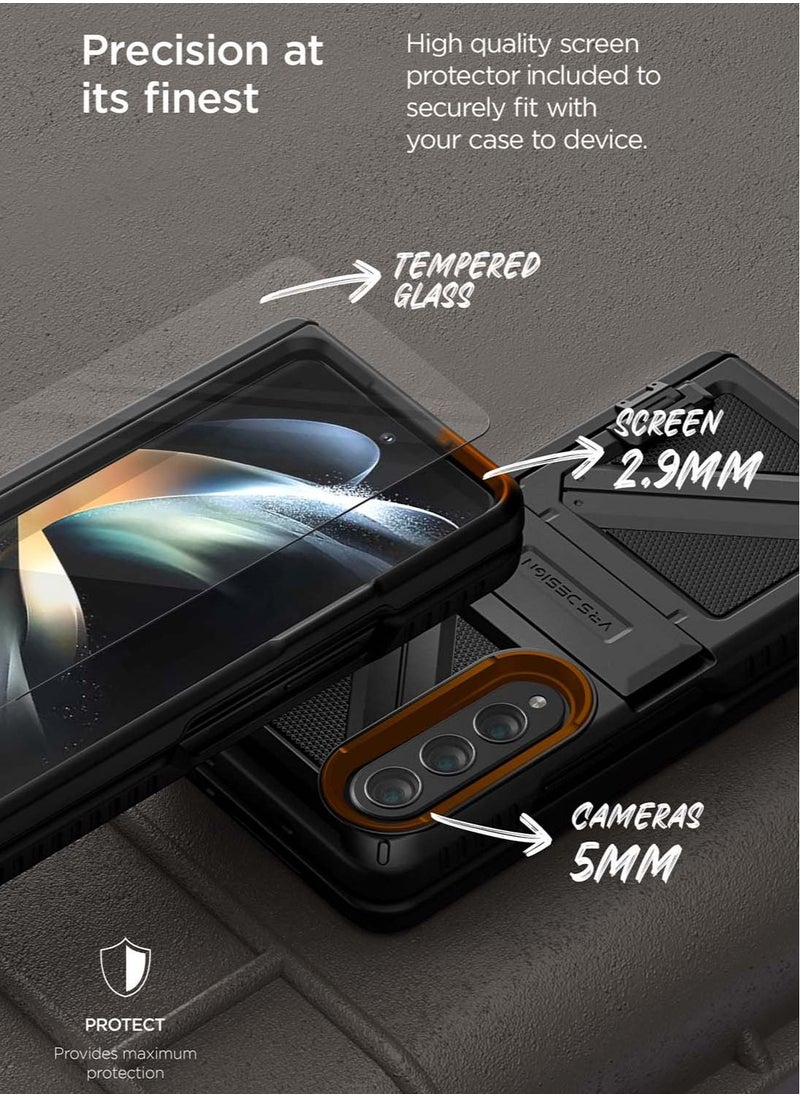 VRS Design - Terra Guard Ultimate for Samsung Galaxy Z Fold 4 Case Cover with Kickstand & Screen Protector - Matte Black - Image 1