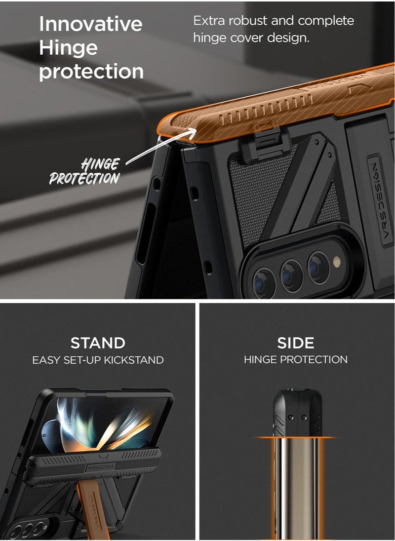 VRS Design - Terra Guard Ultimate for Samsung Galaxy Z Fold 4 Case Cover with Kickstand & Screen Protector - Matte Black - Image 1
