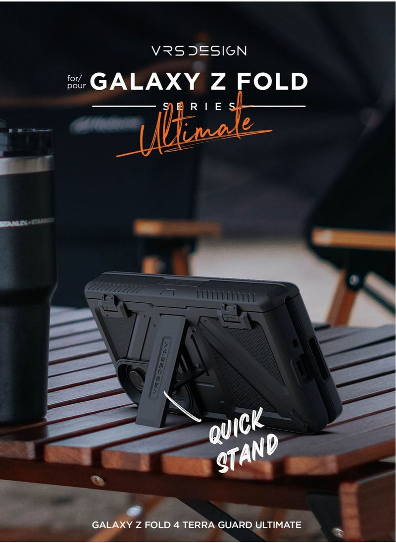 VRS Design - Terra Guard Ultimate for Samsung Galaxy Z Fold 4 Case Cover with Kickstand & Screen Protector - Matte Black - Image 1