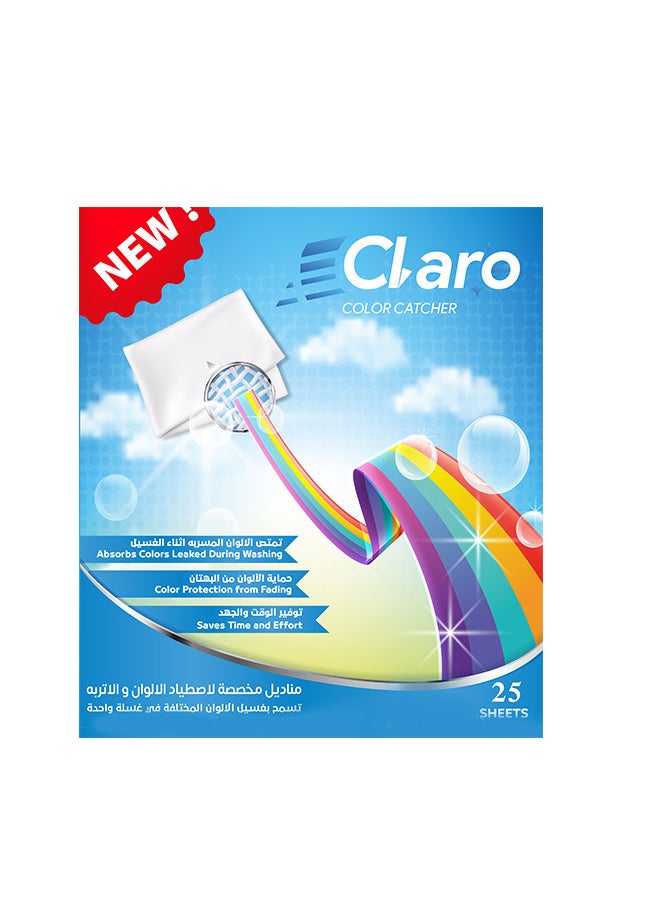 Claro Claro Color Catcher Laundry Sheets – Prevents Color Bleeding & Maintains Original Colors – 25 Sheets  - Image 1