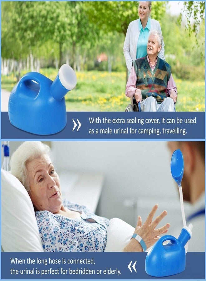 ONEDONE Portable Urinals for Men Women Urine Bottle Spill Proof Female Male Pee Bottle Urinal for Men Camping Toilet 68 OZ 47.24" Long Tube with Lid Blue - Image 2