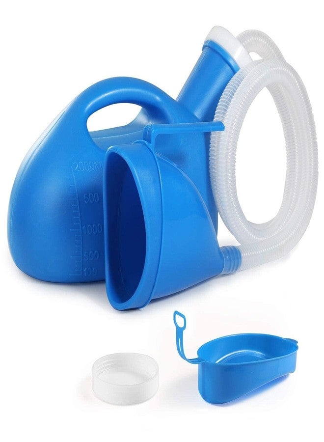 ONEDONE Portable Urinals for Men Women Urine Bottle Spill Proof Female Male Pee Bottle Urinal for Men Camping Toilet 68 OZ 47.24" Long Tube with Lid Blue - Image 1