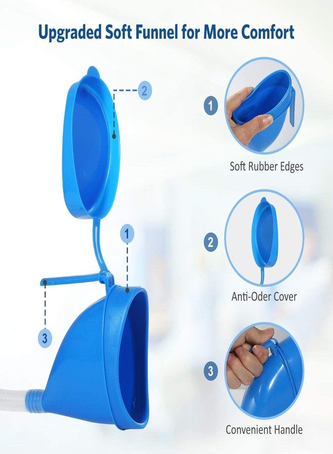 ONEDONE Portable Urinals for Men Women Urine Bottle Spill Proof Female Male Pee Bottle Urinal for Men Camping Toilet 68 OZ 47.24" Long Tube with Lid Blue - Image 4