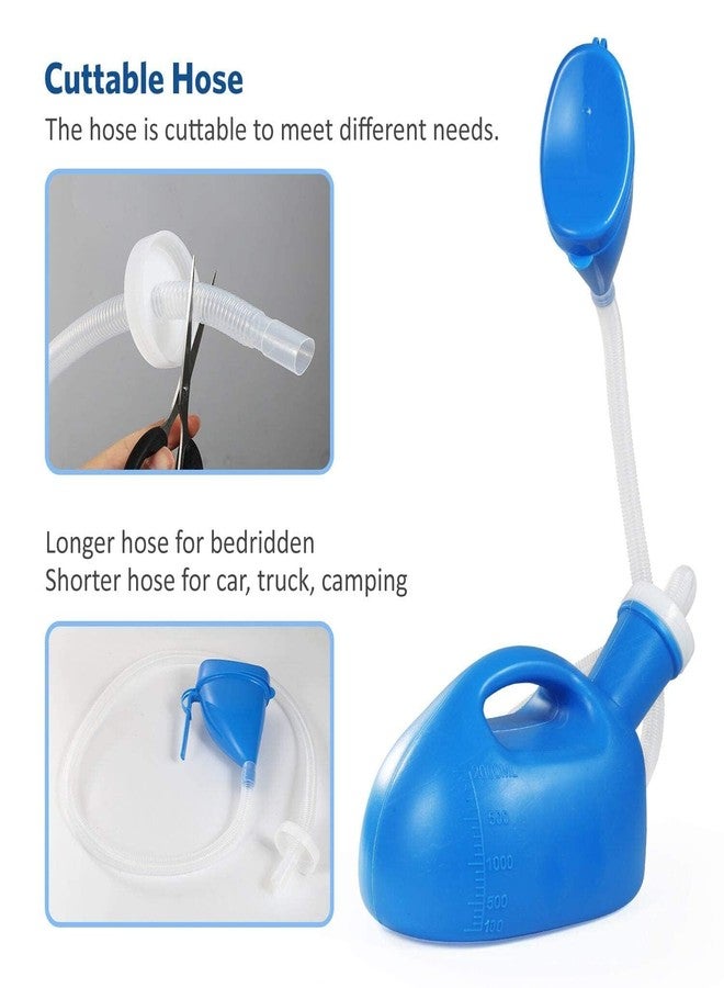 ONEDONE Portable Urinals for Men Women Urine Bottle Spill Proof Female Male Pee Bottle Urinal for Men Camping Toilet 68 OZ 47.24" Long Tube with Lid Blue - Image 5