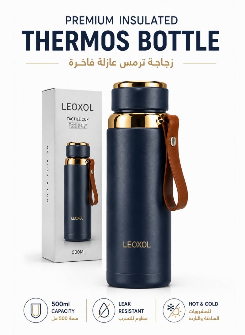 Leoxol Thermos Bottle | 500ml Insulated Stainless Steel Water Bottle | Leak Resistant Hot Cold Flask | Portable Travel Coffee Bottle For Office Gym Car - Image 1