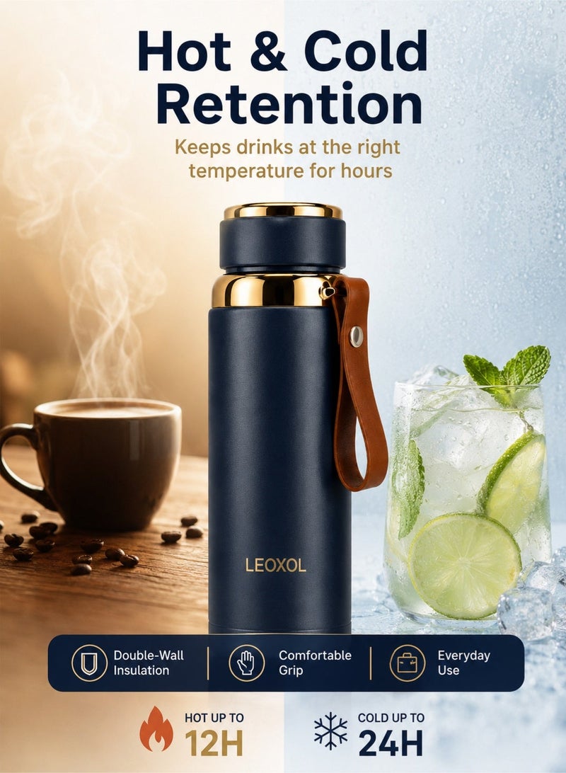 Leoxol Thermos Bottle | 500ml Insulated Stainless Steel Water Bottle | Leak Resistant Hot Cold Flask | Portable Travel Coffee Bottle For Office Gym Car - Image 2