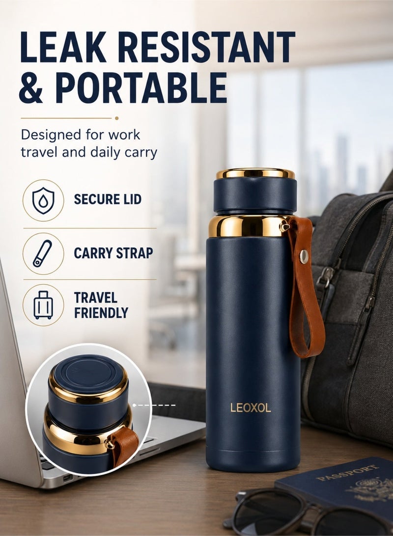 Leoxol Thermos Bottle | 500ml Insulated Stainless Steel Water Bottle | Leak Resistant Hot Cold Flask | Portable Travel Coffee Bottle For Office Gym Car - Image 3