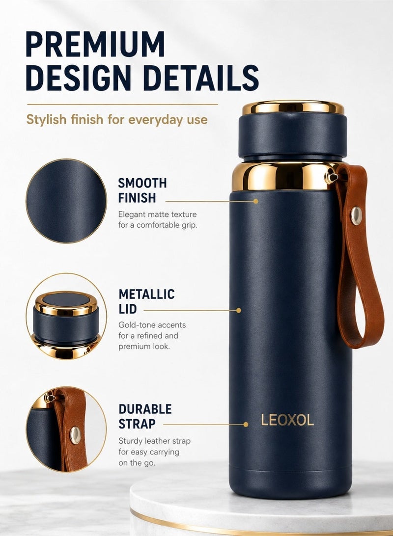 Leoxol Thermos Bottle | 500ml Insulated Stainless Steel Water Bottle | Leak Resistant Hot Cold Flask | Portable Travel Coffee Bottle For Office Gym Car - Image 4