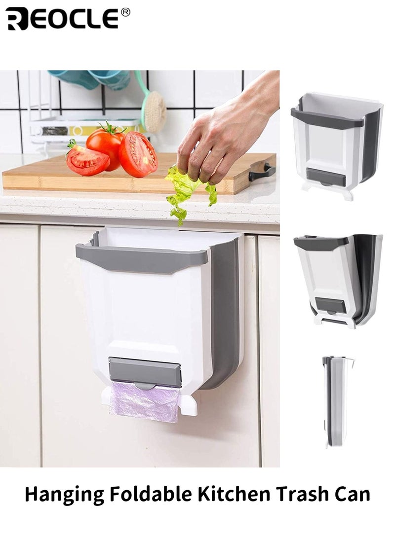 REOCLE Large Foldable Hanging Trash Can for Kitchen Cabinet Door Space Saving Wall Mounted Waste Bin with Sorting Feature - Image 1