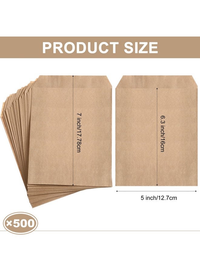 Eersida 500 Pack Kraft Paper Bags Treat Bags Mini Paper Bags Small Flat Favor Bag Silverware Bags Party Favor Bag Envelopes Merchandise Bags For Snack Cookie Popcorn Candy Sandwich Gift (5 X 7 Inch Brown) - Image 2
