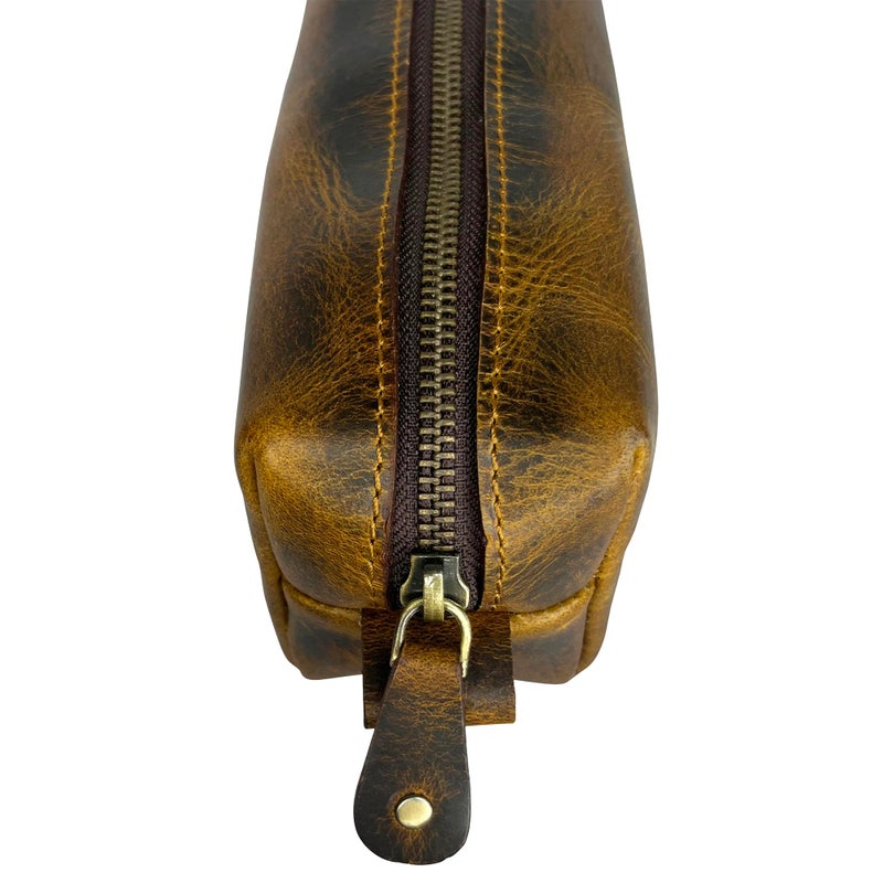 Rustic Town Leather Pencil Case - Handcrafted Full-Grain Zipper Leather Pen Pencil Holder - Elegant & Practical Pencil Pouch for Work & Office - Image 5