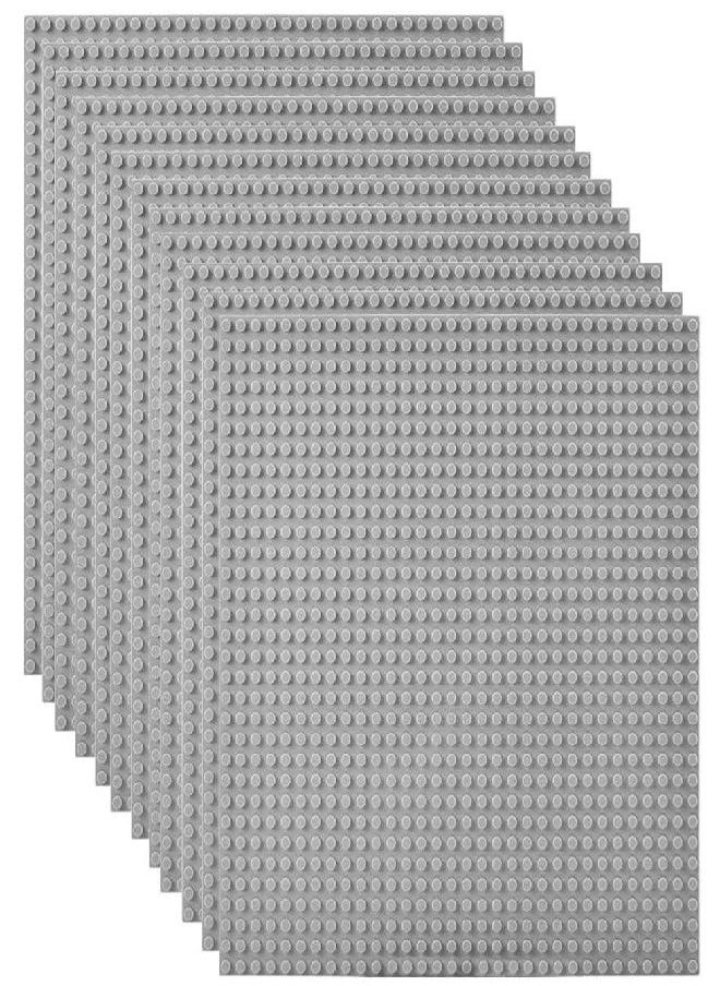 Lekebaby Lekebaby Classic Baseplates Building Base Plates for Building Bricks 100% Compatible with Major Brands-Baseplates 10" x 10", Pack of 12-Grey  - Image 1