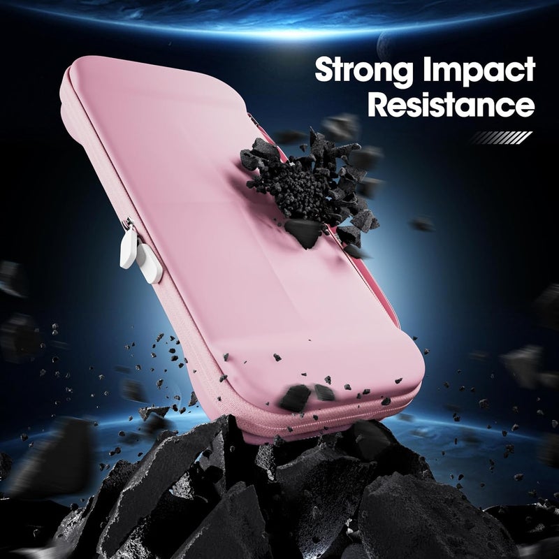 بروكاس حقيبة حمل رفيعة من ProCase لجهاز Nintendo Switch 2 2025، حقيبة سفر صلبة مع 12 فتحة لبطاقات الألعاب، ملحقات حماية لـ Switch 2 - وردي - Image 3