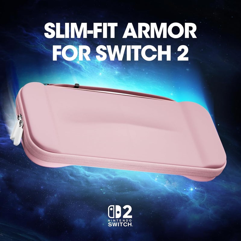 بروكاس حقيبة حمل رفيعة من ProCase لجهاز Nintendo Switch 2 2025، حقيبة سفر صلبة مع 12 فتحة لبطاقات الألعاب، ملحقات حماية لـ Switch 2 - وردي - Image 2