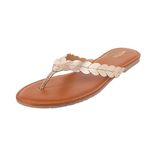 Metro Women Chikoo Metallic Gold Strap Detail Casual Fashion Slippers UK/8 EU/41 (32-1001) - Image 1